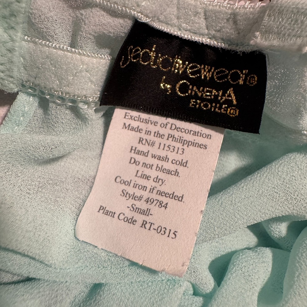 Seductive Wear by Cinema Etoile Mint Green Night Gown Top Women's Size Small‎ - Picture 7 of 9